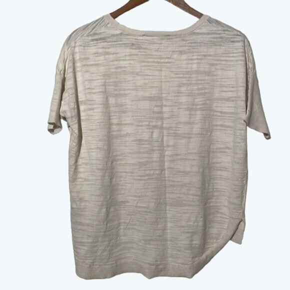 Loft Shirt Women's Size Petite Large Pullover Off White Space Dye High Low Hem - Picture 3 of 5